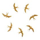 Панно на стену, декор из гипса «Ласточки», 7 шт., 18×11 см, золотые - Фото 1