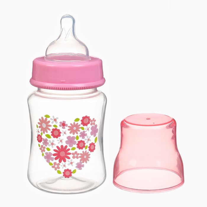 Бутылочка для кормления M&B, широкое горло, Ø50 мм, от 0 мес.,180 мл., розовый - Фото 1