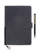 Ежедневник недатированный А5, 140 листов в клетку, кожзам, с ручкой, в подарочной коробке, серый - Фото 2