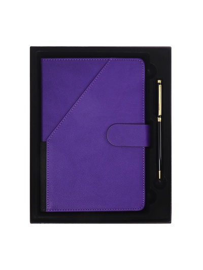 Ежедневник недатированный, А5, 140 листов, в клетку, кожзам, в подарочной коробке, фиолетовый