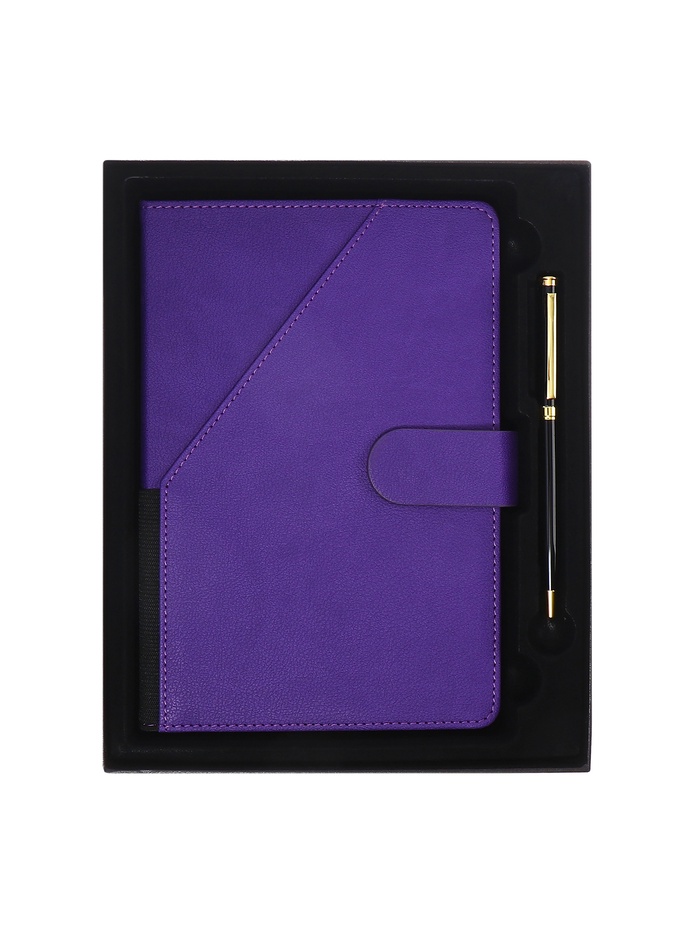 Ежедневник недатированный, А5, 140 листов, в клетку, кожзам, в подарочной коробке, фиолетовый - Фото 1