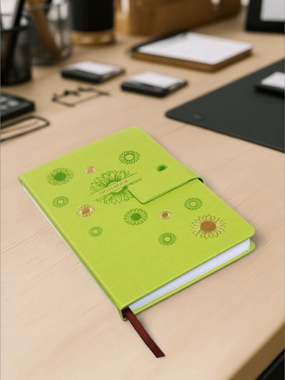 Ежедневник недатированный А5, с хлястиком, 140 листов, в клетку, кожзам, зеленый