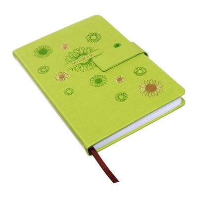 Ежедневник недатированный А5, с хлястиком, 140 листов, в клетку, кожзам, зеленый