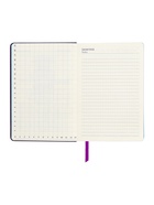 Ежедневник недатированный A5, 140 листов, искусственная кожа, на резинке, синий срез, фиолетовый 10536969