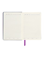 Ежедневник недатированный A5, 140 листов, искусственная кожа, на резинке, синий срез, фиолетовый 10536969