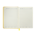 Ежедневник недатированный A5, 140 л, клетка, кожзам, на резинке, черный срез, Желтый - Фото 12