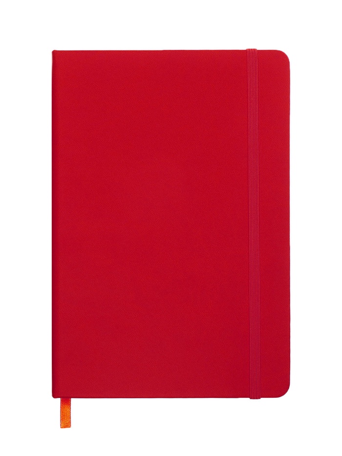 Ежедневник недатированный A5, 140 л, клетка, кожзам, на резинке, черный срез, Красный - Фото 1