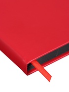 Ежедневник недатированный A5, 140л, клетка, кожзам, на резинке, черный срез, Красный 10536976