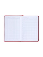 Ежедневник недатированный A5, 140л, клетка, кожзам, на резинке, черный срез, Красный 10536976