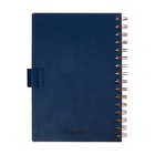 Ежедневник недатированный А5, 80 листов, в клетку, на гребне, обложка кожзам, с хлястиком, синий 10536979