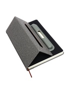Ежедневник недатированный A5, 96 листов, с держателем для телефона/планшета/ручки, серый - Фото 4