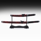 Макет оружия «Сувенирные катаны на подставке 2в1. Красный дракон на чёрном», подарочный набор, ножны кожзам, 47 см; 70 см - Фото 2