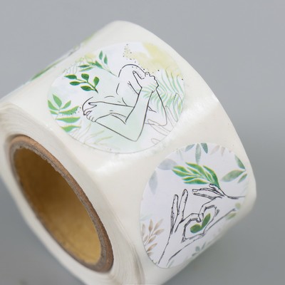 Набор наклеек для декора «Арт Узор. Акварель. Растения», в рулоне, бумага, d=2.5 см, 252 шт.