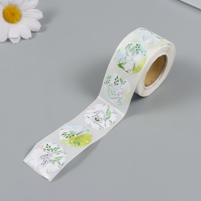 Набор наклеек для декора «Арт Узор. Акварель. Растения», в рулоне, бумага, d=2.5 см, 252 шт.