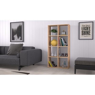 Стеллаж кубический Polini Home Smart, 8 секций, 698×290×1420 мм, цвет дуб крафт золотой