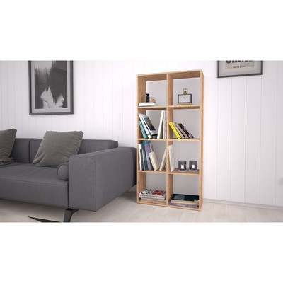 Стеллаж кубический Polini Home Smart, 8 секций, 698×290×1420 мм, цвет дуб крафт золотой
