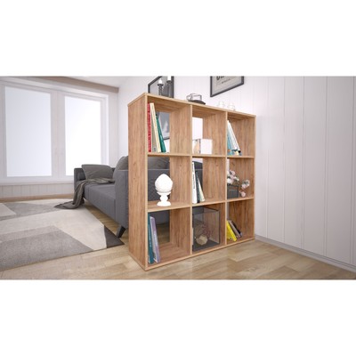 Стеллаж кубический Polini Home Smart, 9 секций, 1037×290×1069 мм, цвет дуб крафт золотой