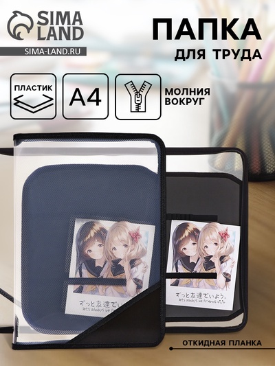 Папка для труда, А4, пластиковая, 23×32.5×2.5 см «Аниме снимок»