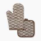 Кухонный набор Этель «Узор», прихватка 17×17 см, варежка-прихватка 26×16 см,100% п/э - Фото 1