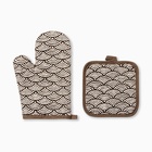 Кухонный набор Этель «Узор», прихватка 17×17 см, варежка-прихватка 26×16 см,100% п/э - Фото 2