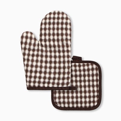 Кухонный набор «Этель. Мозаика»: прихватка, варежка-прихватка, коричневый