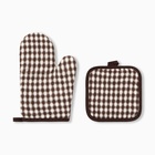 Кухонный набор «Этель. Мозаика»: прихватка, варежка-прихватка, коричневый - Фото 3