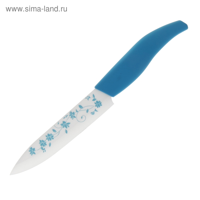 Нож керамический "Вьюнок" лезвие 13 см, цвет голубой - Фото 1