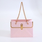 Пакет переноска для цветов, ручка цепь, «Розовый», с золотым тиснением, 15×10.5×10 см - Фото 3