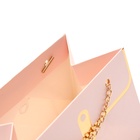 Пакет переноска для цветов, ручка цепь, «Розовый», с золотым тиснением, 15×10.5×10 см - Фото 5