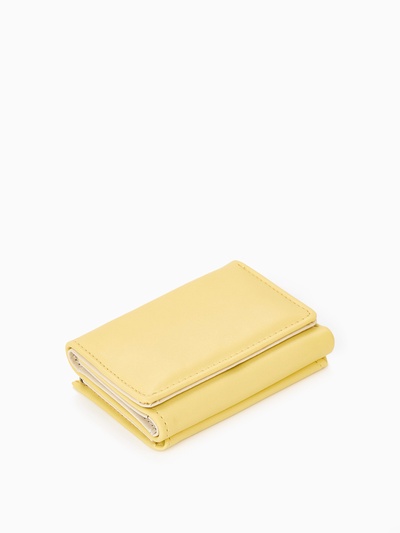 Кошелёк женский на кнопке, 10.5×3×8.5 см, однотонный, жёлтый