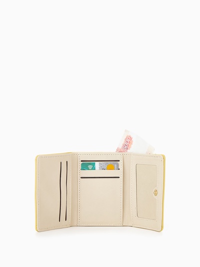 Кошелёк женский на кнопке, 10.5×3×8.5 см, однотонный, жёлтый