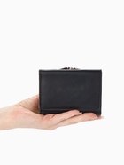 Кошелёк женский на кнопке, 10.5×3×8.5 см, однотонный, чёрный - Фото 2