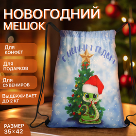 Мешок для подарков новогодний на шнурке «Змея», символ года, цвет разноцветный 10668136