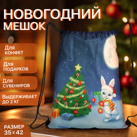 Мешок для подарков новогодний на шнурке «Зайчик», цвет разноцветный 10668142