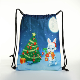 Мешок для обуви, на шнурке, размер 35×1×42 см, новогодний, тёмно-синий/молочный
