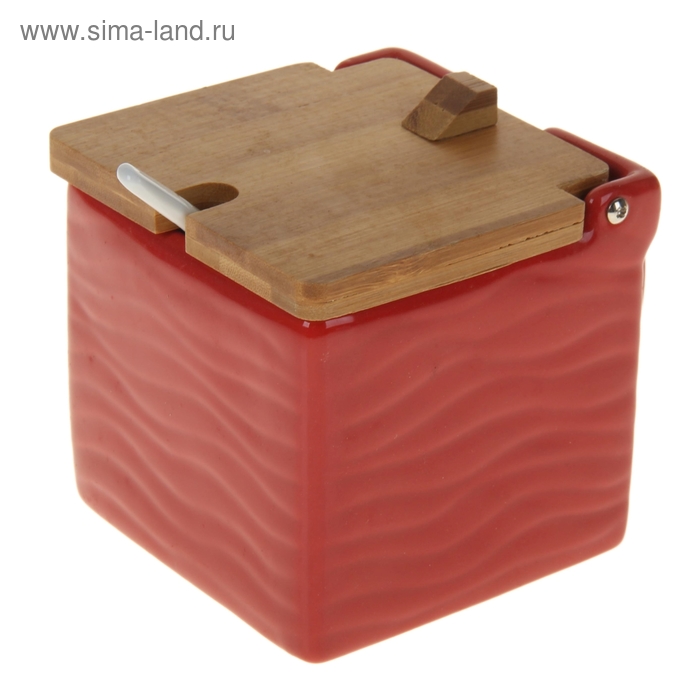 Банка для сыпучих продуктов 1 л "Акцент" 16х11х11 см, цвет красный - Фото 1