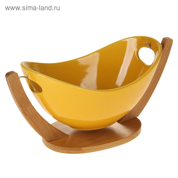 Салатник на подставке 1,3 л "Акцент", цвет жёлтый - Фото 1