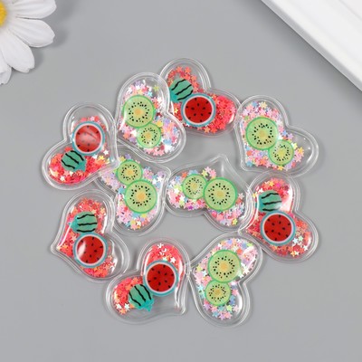 Шейкер для творчества PVC «Сердце с фруктами», с глиттером, 3×4 см, МИКС