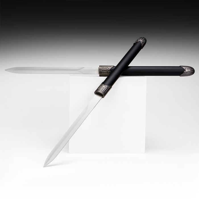 Макет оружия «Сувенирные мечи парные 2в1. Китайские», 51 см, чёрный с серебром - Фото 1