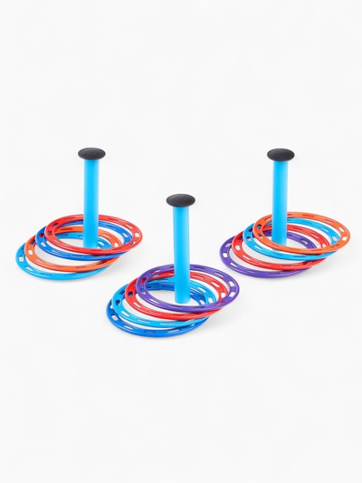 Кольцеброс детский, игра для дома и улицы, набор 3 стойки, 12 колец