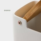 Банка для сыпучих продуктов BellaTenero, 280 мл, 9×9.5 см, с ложкой, бамбуковая крышка, фарфор, белая - Фото 3