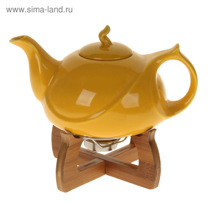 Чайник с подогревом 800 мл "Акцент", желтый - Фото 1