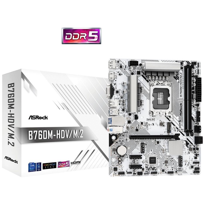 Материнская плата Asrock B760M-HDV/M.2 Soc-1700 Intel B760 2xDDR5 mATX AC`97 8ch(7.1) 2.5Gg   107745 - фото 51661938