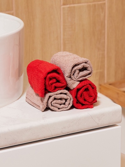 Набор махровых полотенец Этель «Санта» 30×30 см-4 шт., хл 340 г/м²