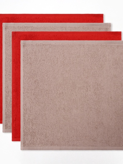 Полотенца махровые «Этель. Санта» 30×30 см - 4 шт., хлопок, 340 г/м²