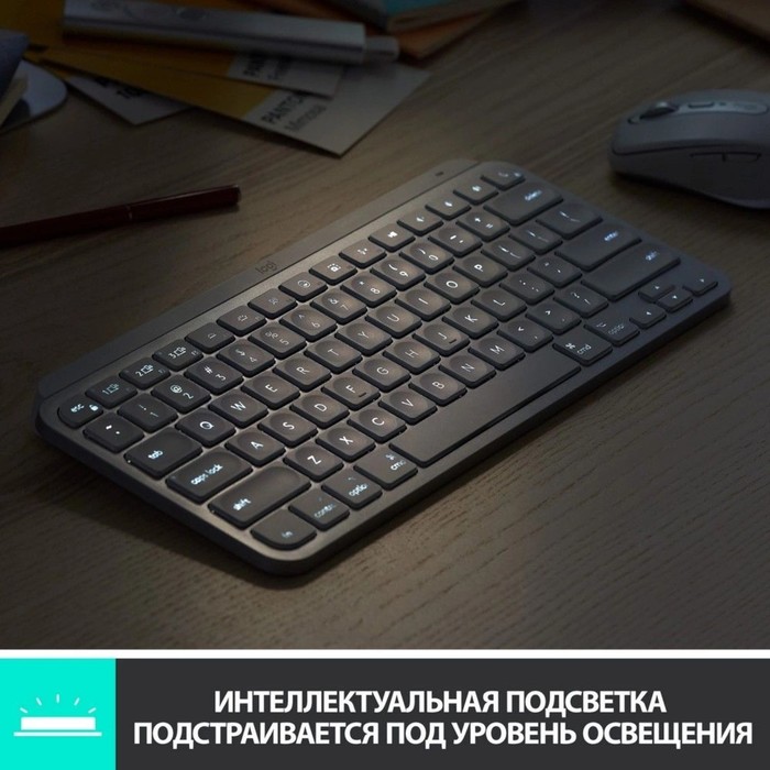 Клавиатура Logitech MX Keys Mini серебристый/белый USB беспроводная BT/Radio LED (920-01049   107807 - фото 51662182