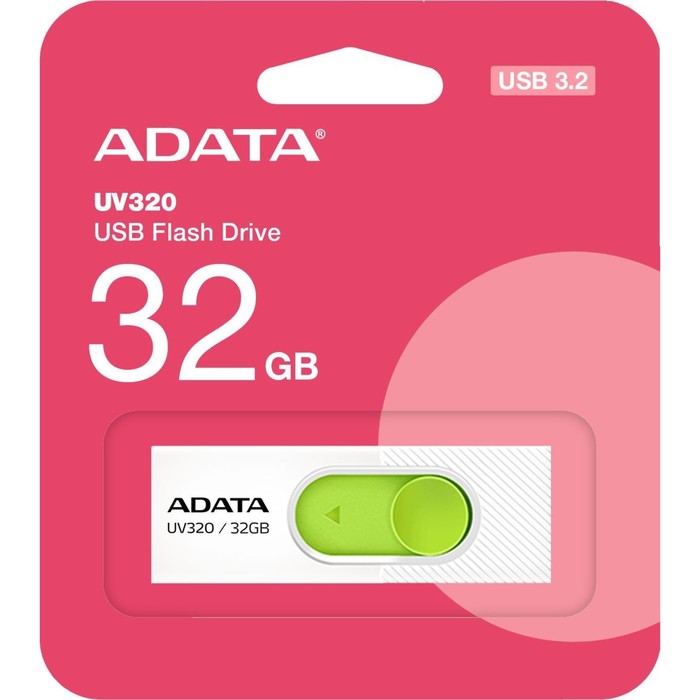 Флешка A-Data 32GB UV320 AUV320-32G-RWHGN USB3.2 белый/зеленый - фото 51662305