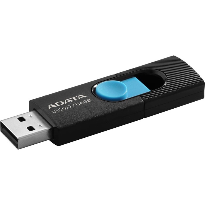 Флешка A-Data 64GB UV220 AUV220-64G-RBKBL USB2.0 черный/синий - фото 51673882