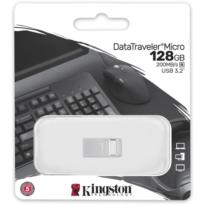 Флешка Kingston 128GB DataTraveler Micro DTMC3G2/128GB USB3.2 серебристый - фото 51684993