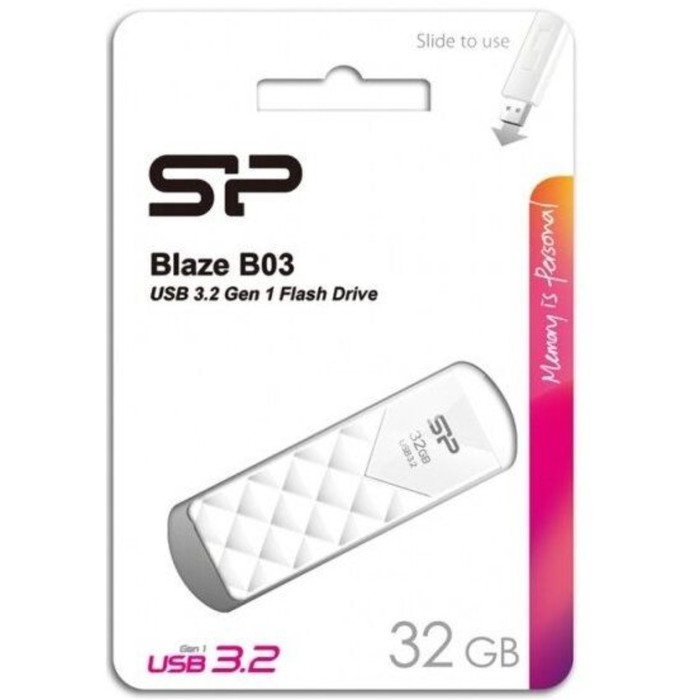 Флешка Silicon Power 32GB Blaze B03 SP032GBUF3B03V1W USB3.1 белый - фото 51662325